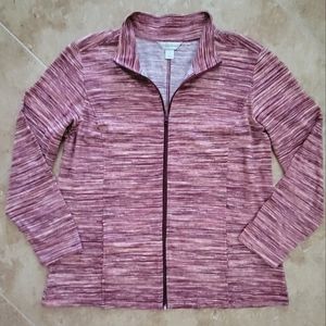 EUC XL Lightweight Stretchy Cotton Knit Zip-Up Jacket Christopher & Banks Mauve